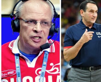 Vladimiras Gomelskis, Mike'as Krzyzewski, Aleksandras Džordževičius (Sputnik-Scanpix, AFP-Scanpix nuotr.)