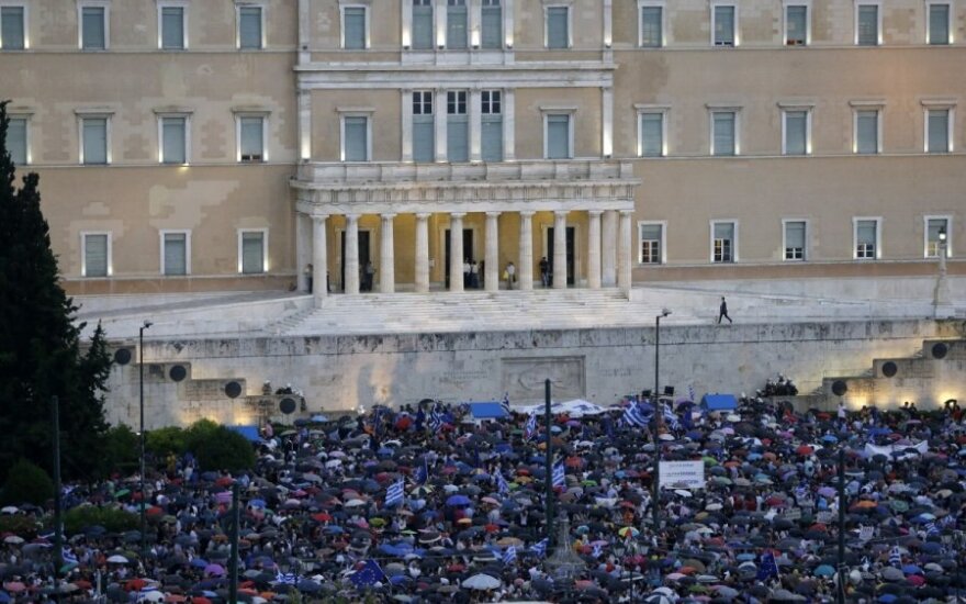 ES rėmėjų protestas Graikijoje