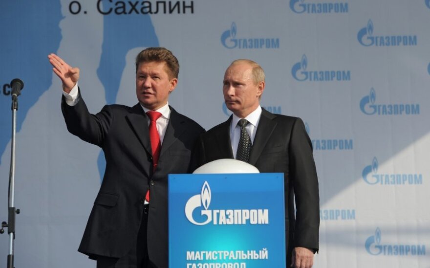 Gazprom vadovas Aleksejus Milleris ir Vladimiras Putinas