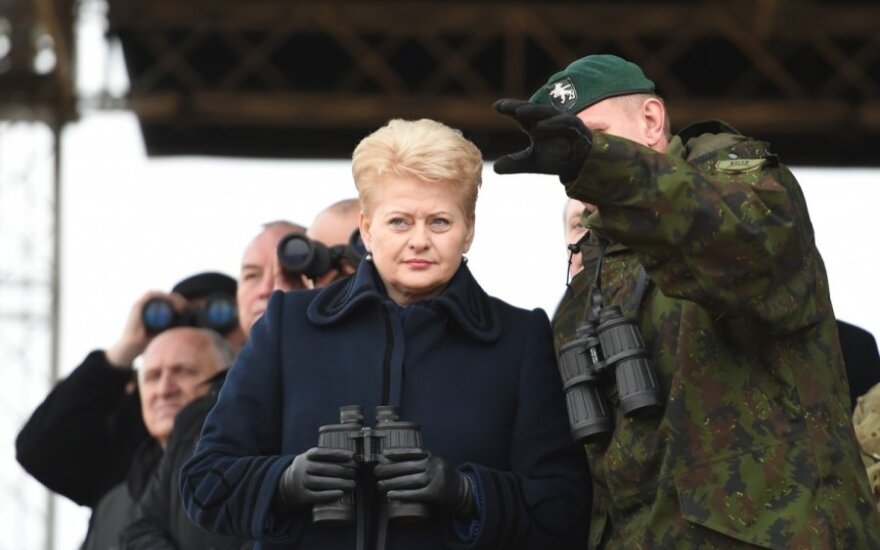Dalia Grybauskaitė at Pabradė during the Iron Sword 2014