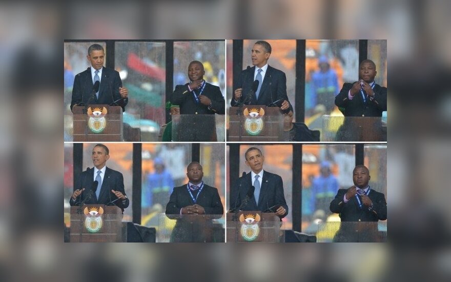 N. Mandelai skirtos ceremonijos vertėjas į gestų kalbą buvo apsimetėlis  
