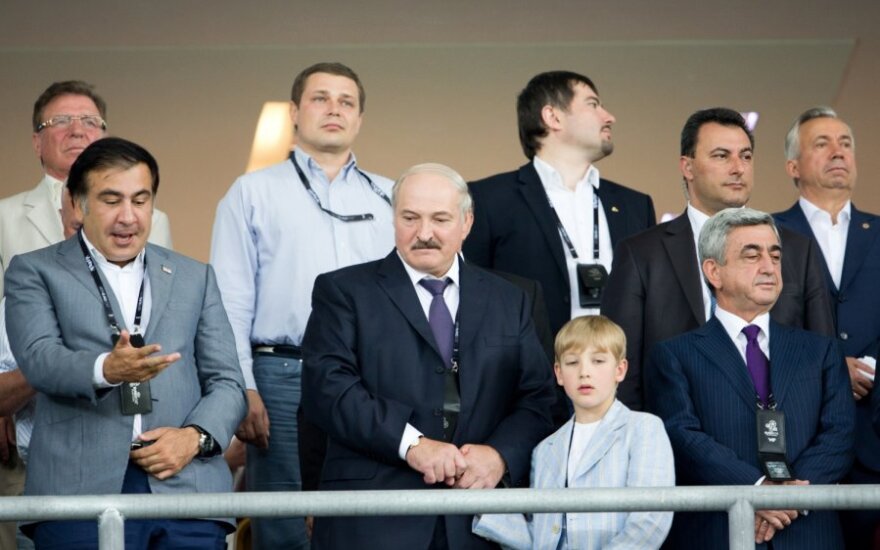 М.Саакашвили, А.Лукашенко с сыном