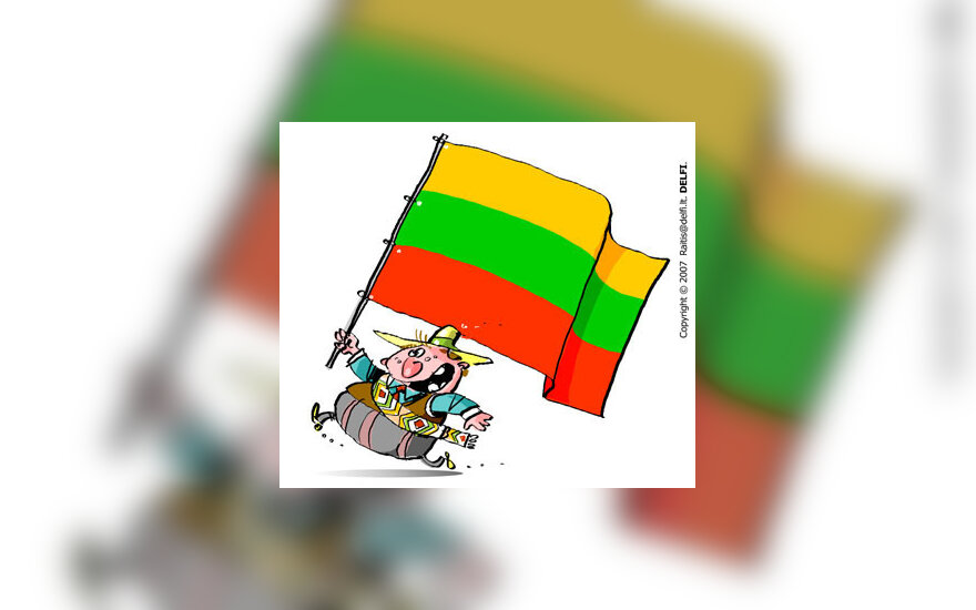 Lietuva, lietuviai, tapatybė, vėliava - karikatūra