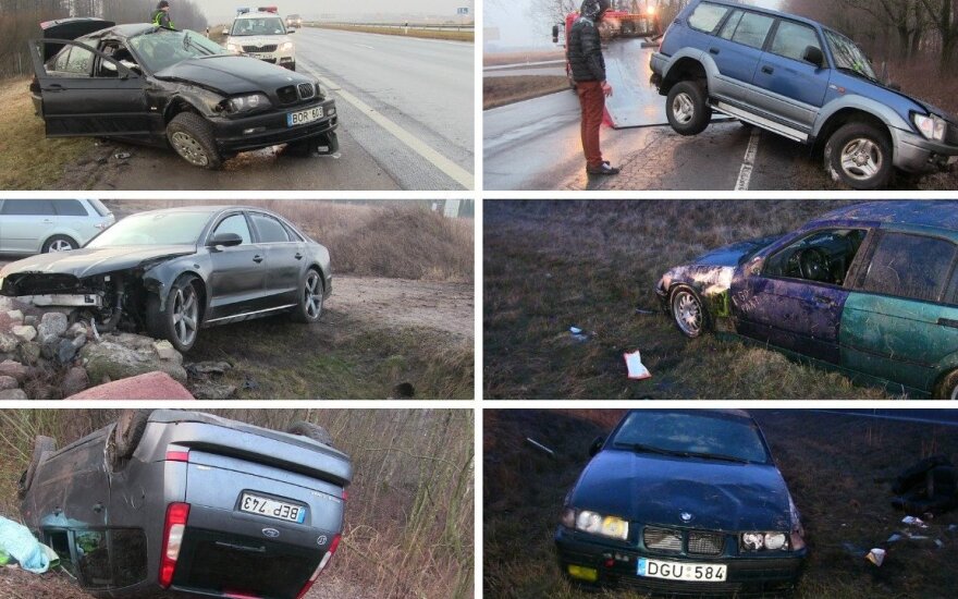 Западная Литва: из-за скользкого покрытия дороги - масса аварий
