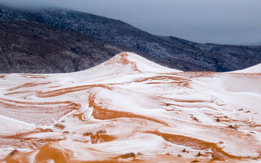 Редкое явление: в пустыне Сахара выпал снег