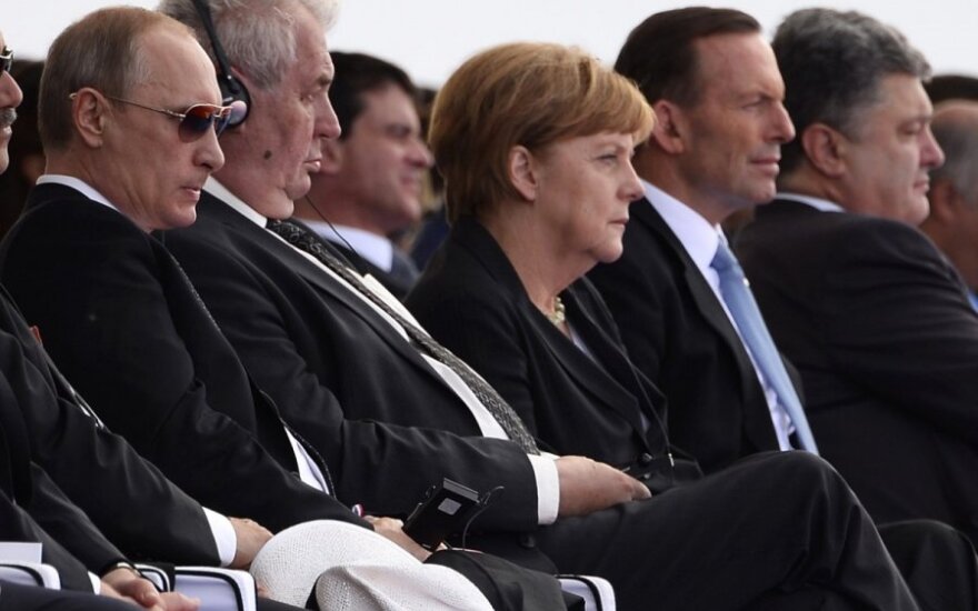 Vladimiras Putinas, Milošas Zemanas, Angela Merkel, Petro Porošenka