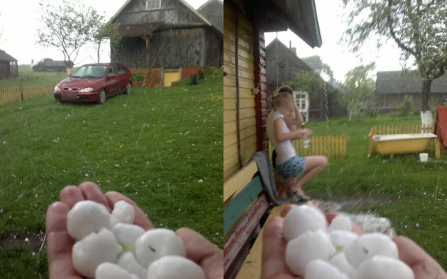 Savaitgalį krito kelių centimetrų dydžio ledo gabalai / Skaitytojo Andriaus nuotr.