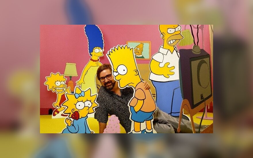 Simpsonų autorius Mattas Groeningas su animacinio serialo herojais