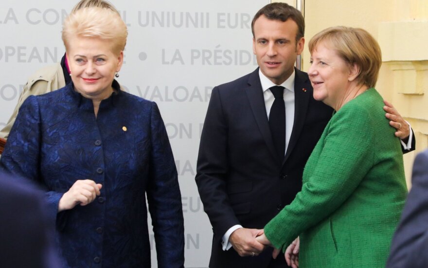 Dalia Grybauskaitė, Emmanuelis Macronas, Angela Merkel