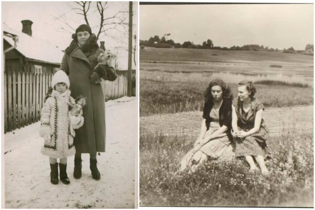 Janinos Degutytės mama, Janina Degutytė (kairėje), J. Degutytė su drauge (dešinėje)