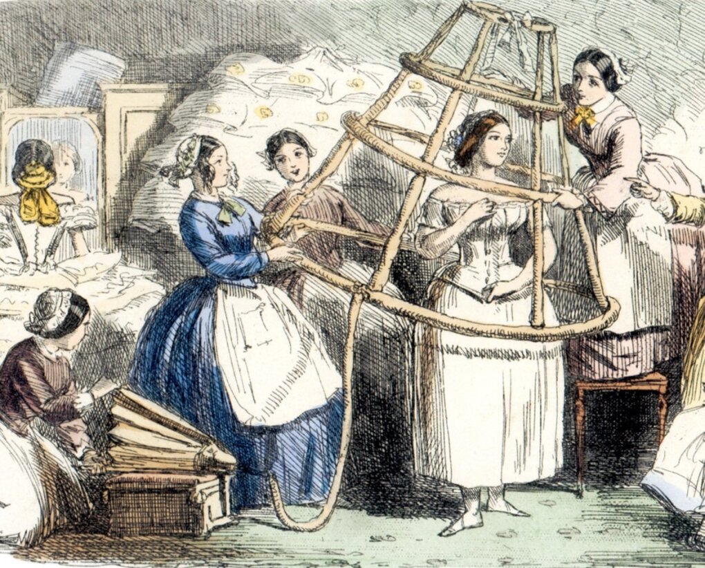 Krinolinas, 1857 m. Johno Leecho karikatūra "Punch's Pocket Book"