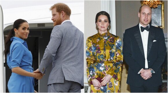 Princas Harry ir jo žmona Meghan Markle, princas Williamas ir jo žmona Kate Middleton 