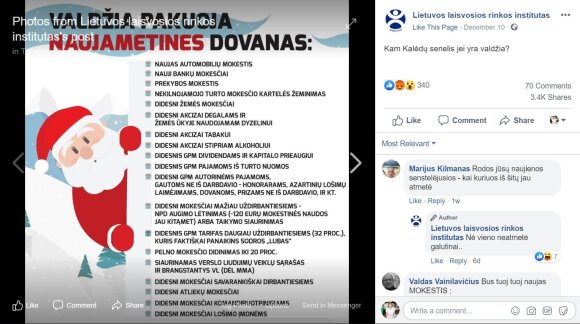 Laisvosios rinkos institutas skaičiuoja valdžios kalėdines dovanas