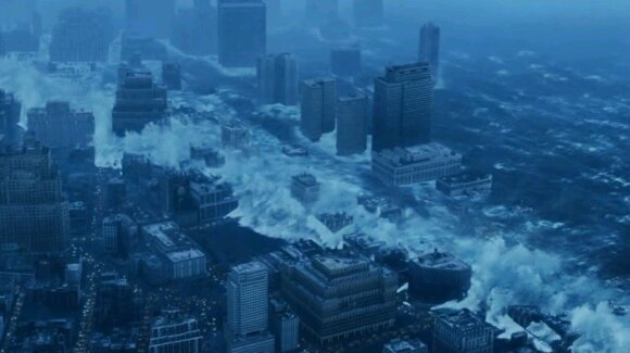 Cunamis nušluoja Niujorką - kadras iš filmo "Diena po rytojaus"