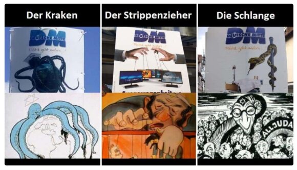 Немецкий политик Марина Вайсбанд сравнила плакаты немецкого центра с существующими антисемитскими карикатурами 