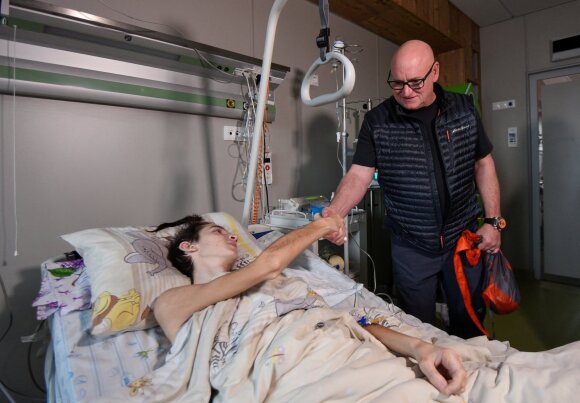 NASA astronautas S. Kelly aplankė Kyjivo vaikų ligoninės pacientus.