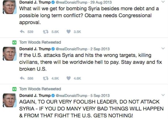 D. Trumpo komentarai dėl Sirijos 2013 metais