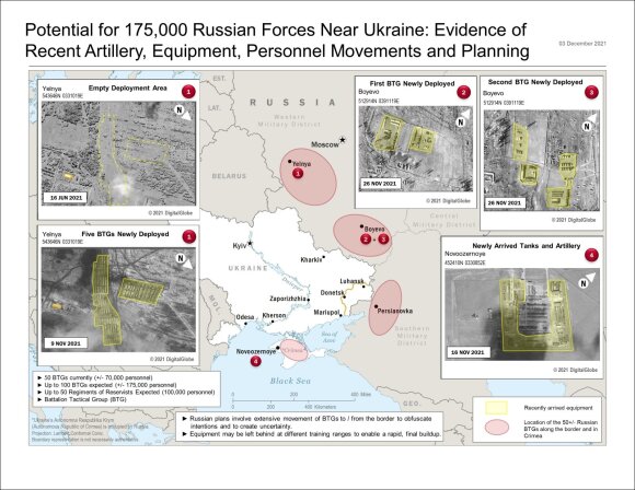JAV žvalgybos duomenys apie Rusijos pajėgas prie Ukrainos