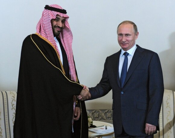 Vladimiras Putinas ir Saudo Arabijos princas Mohammedas Bin Salmanas