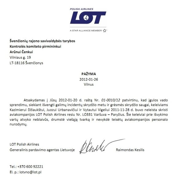 Lenkijos oro linijų laiškas