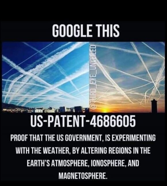 Klaidinanti žinutė: US patentas 4686605 – įrodymas, kad JAV vyriausybė eksperimentuoja su orais, keisdama Žemės atmosferos, jonosferos ir magnetosferos sluoksnius