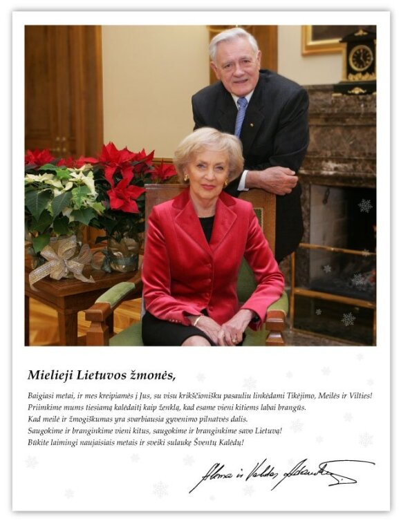 Чета Адамкусов поздравила жителей Литвы с Рождеством: будем беречь и ценить друг друга