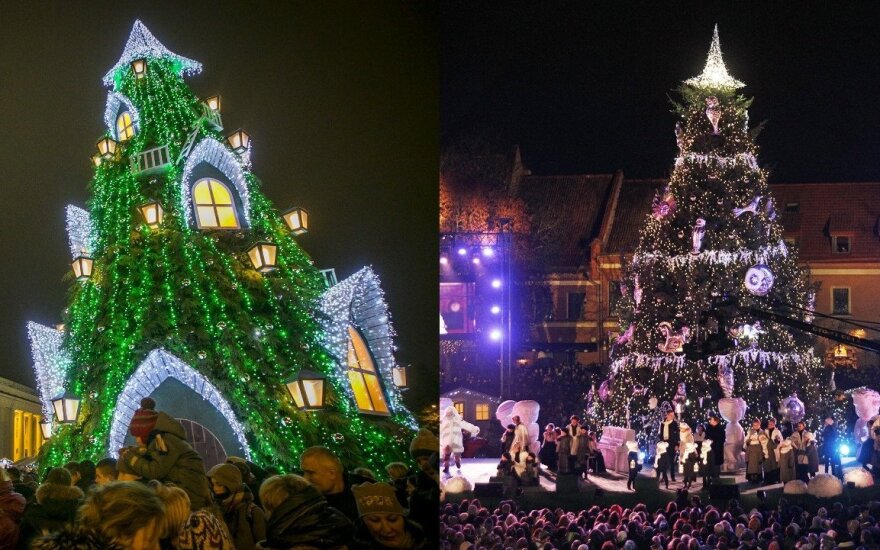 Vilnius and Kaunas light Christmas trees