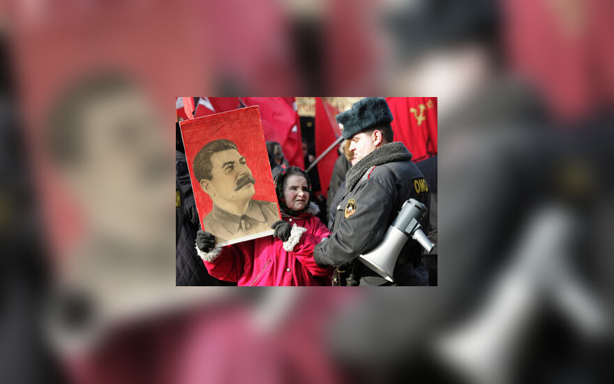 Rusija, Maskva, komunistai, Stalino portretas