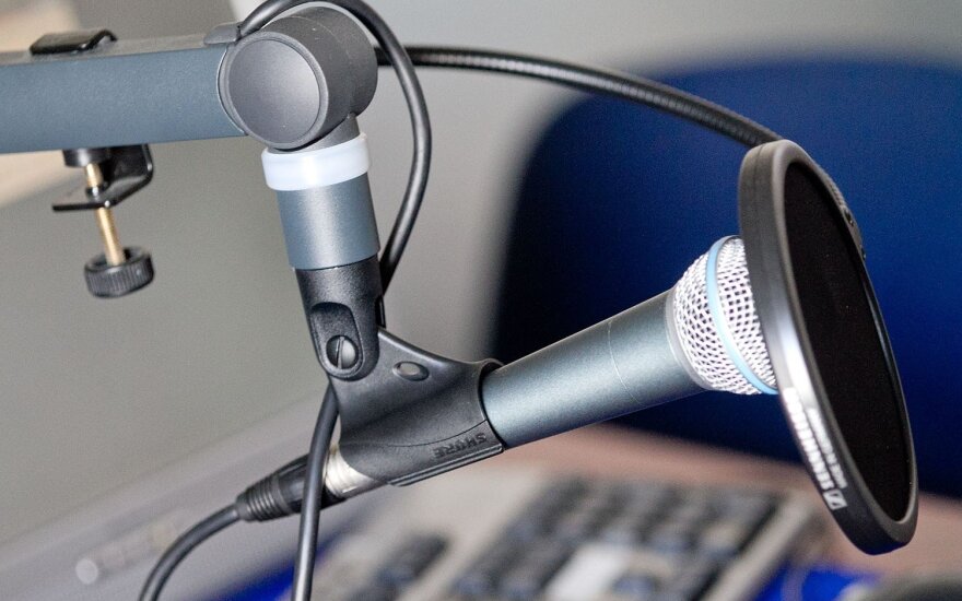 Microphone in a radio studio