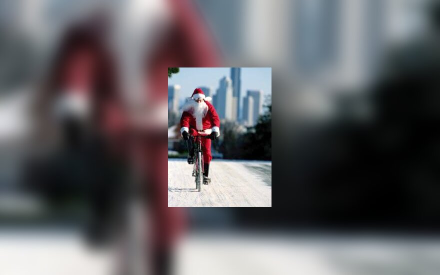 Santa Claus on bike