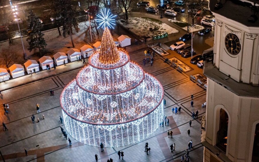Vilniaus Kalėdų eglė iš paukščio skrydžio