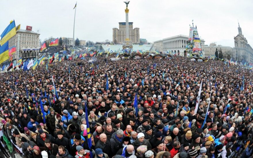 Protestai Kijeve sekmadienio vakarą