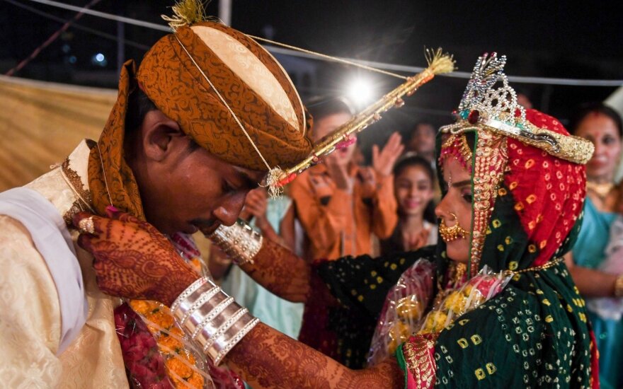 Pakistano hinduistų vestuvių ceremonija Karačyje
