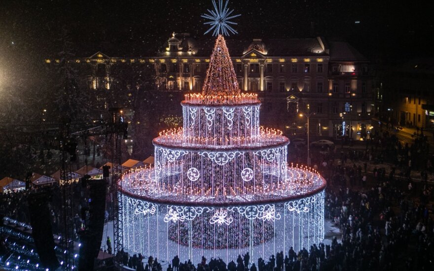 Christmas tree lit in Vilnius