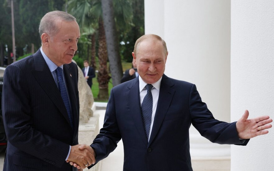 Rusijos prezidentas Vladimiras Putinas ir Turkijos vadovas Recepas Tayyipas Erdoganas