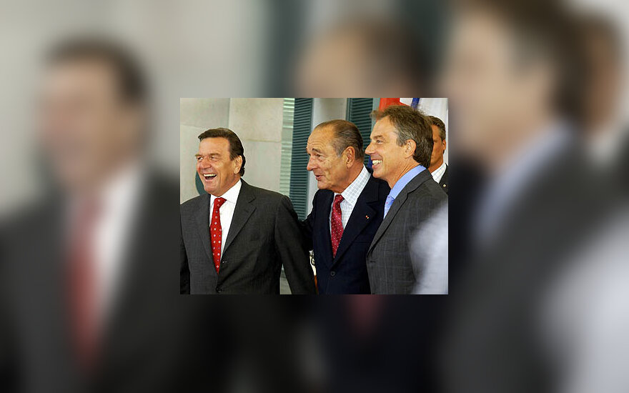 Gerhard Schroeder, Jacques Chirac ir Tony Blair