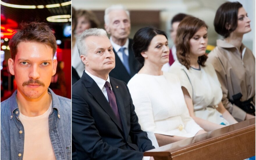 Kino režisierius Romas Zabarauskas ir prezidentas Gitanas Nausėda su šeima. 