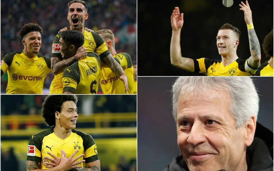 Dortmundo "Borussia", Paco Alcacer, Axel Witsel, Marco Reus, Lucienas Favre 