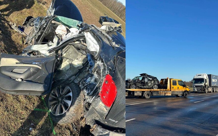 Kretingos r. susidūrė vilkikas ir „Opel“: ugniagesiai vadavo prispaustą ir stipriai sužalotą vyrą