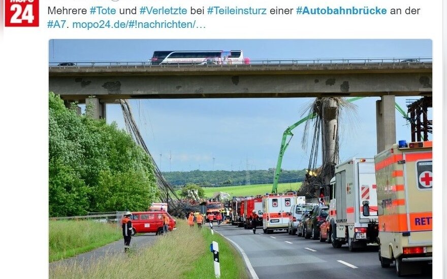 Nelaimė Vokietijoje: sugriuvo statomas greitkelio tiltas