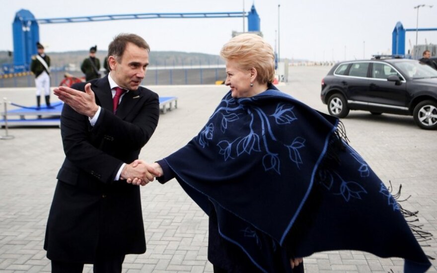 Energy Minister Masiulis and President Grybauskaitė at LNG terminal's welcoming ceremony