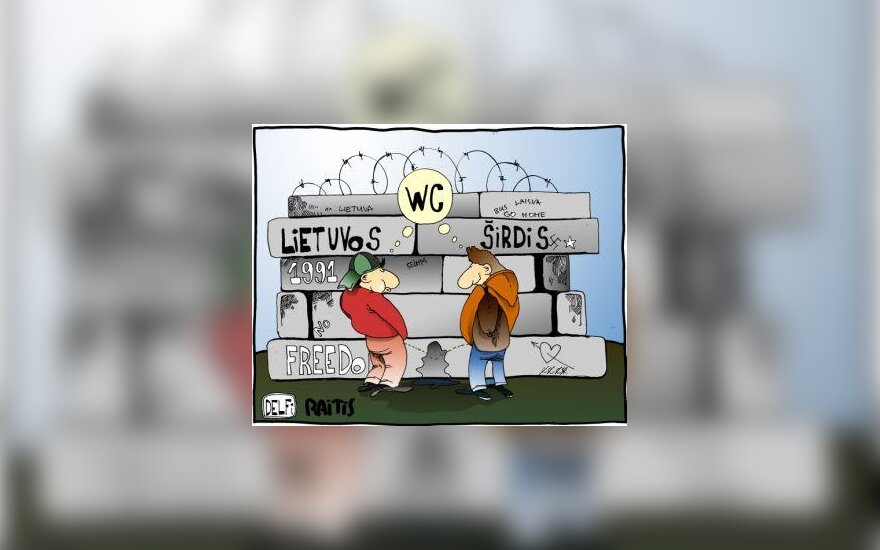 Karikatūra: paaugliai šlapinasi ant Seimo