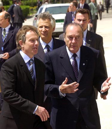 T. Blair, D. de Villepin, J. Chirac