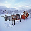 Kalėdų senelio rogės Laplandijoje