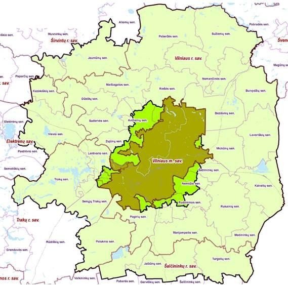 Vilniaus miesto darnaus judumo planu nagrinėjamą teritorija